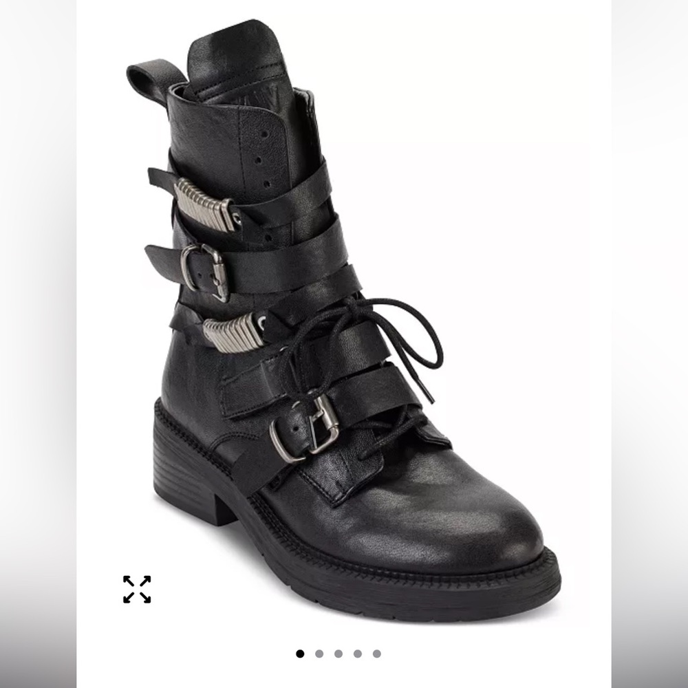 DKNY Black Leather Ita Buckle Boot, size 10, EUC - Picture 2 of 9
